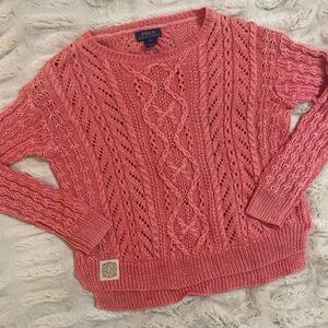 Ralph Lauren Girls 100% Linen Crochet Sweater